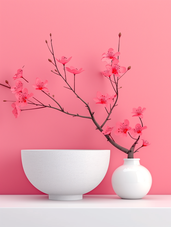 Elegant Floral Arrangement on Pink