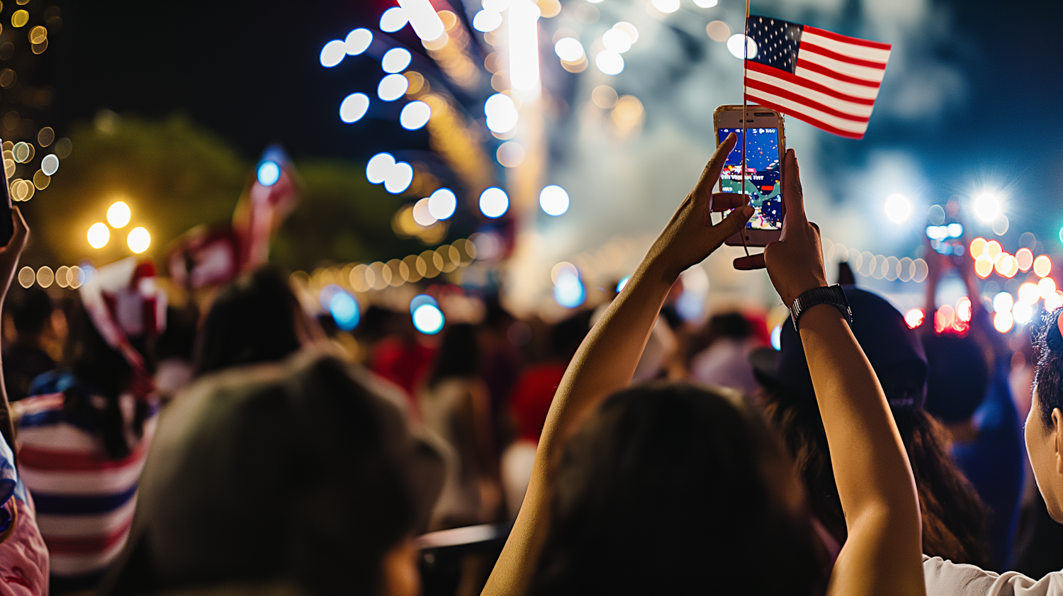 Celebration Under Fireworks