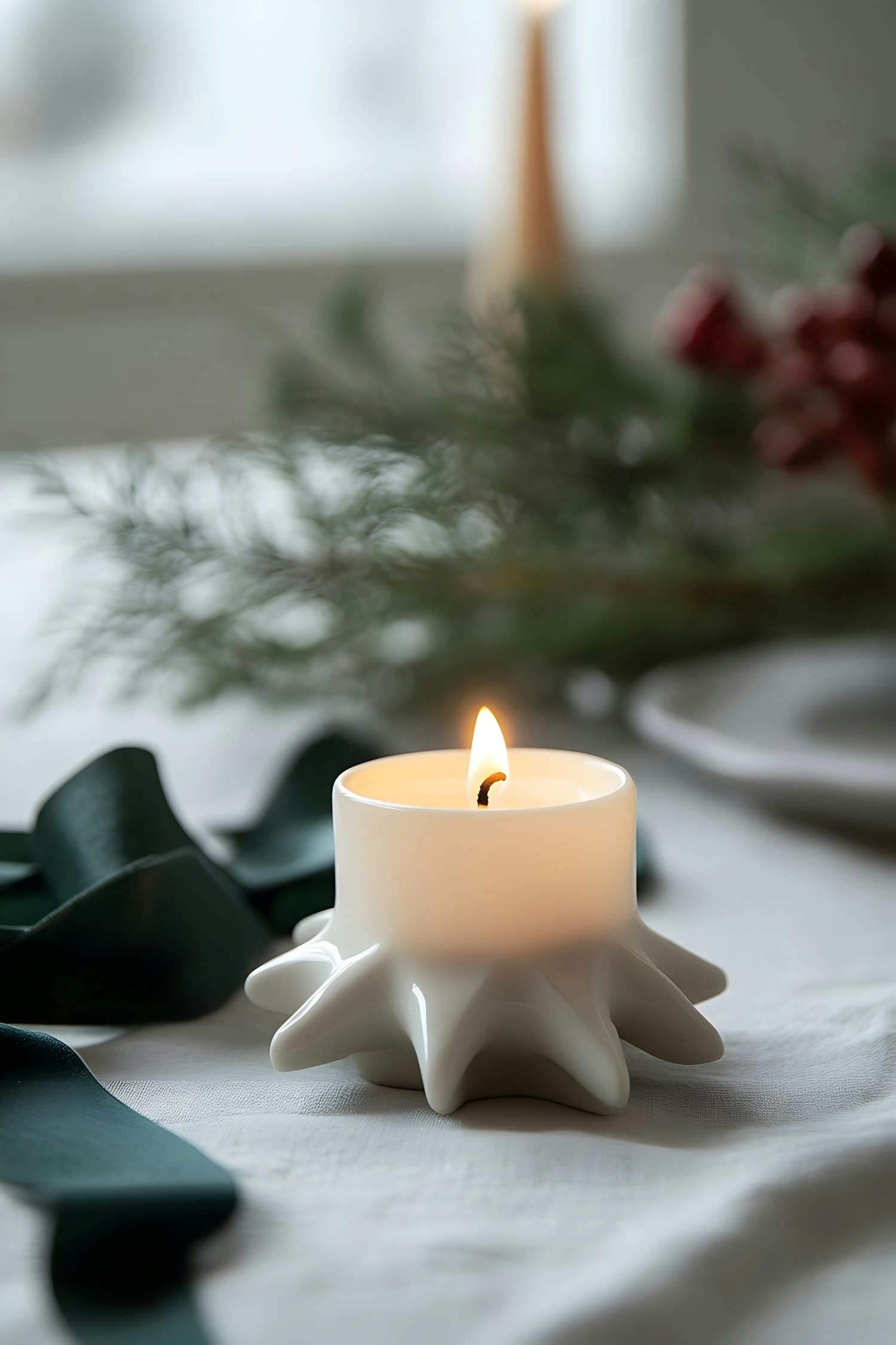 Star-Shaped Candle with Festive Accents