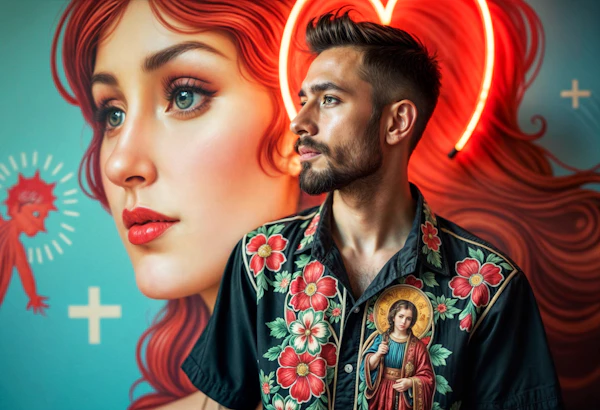 Contemplative Man with Mural