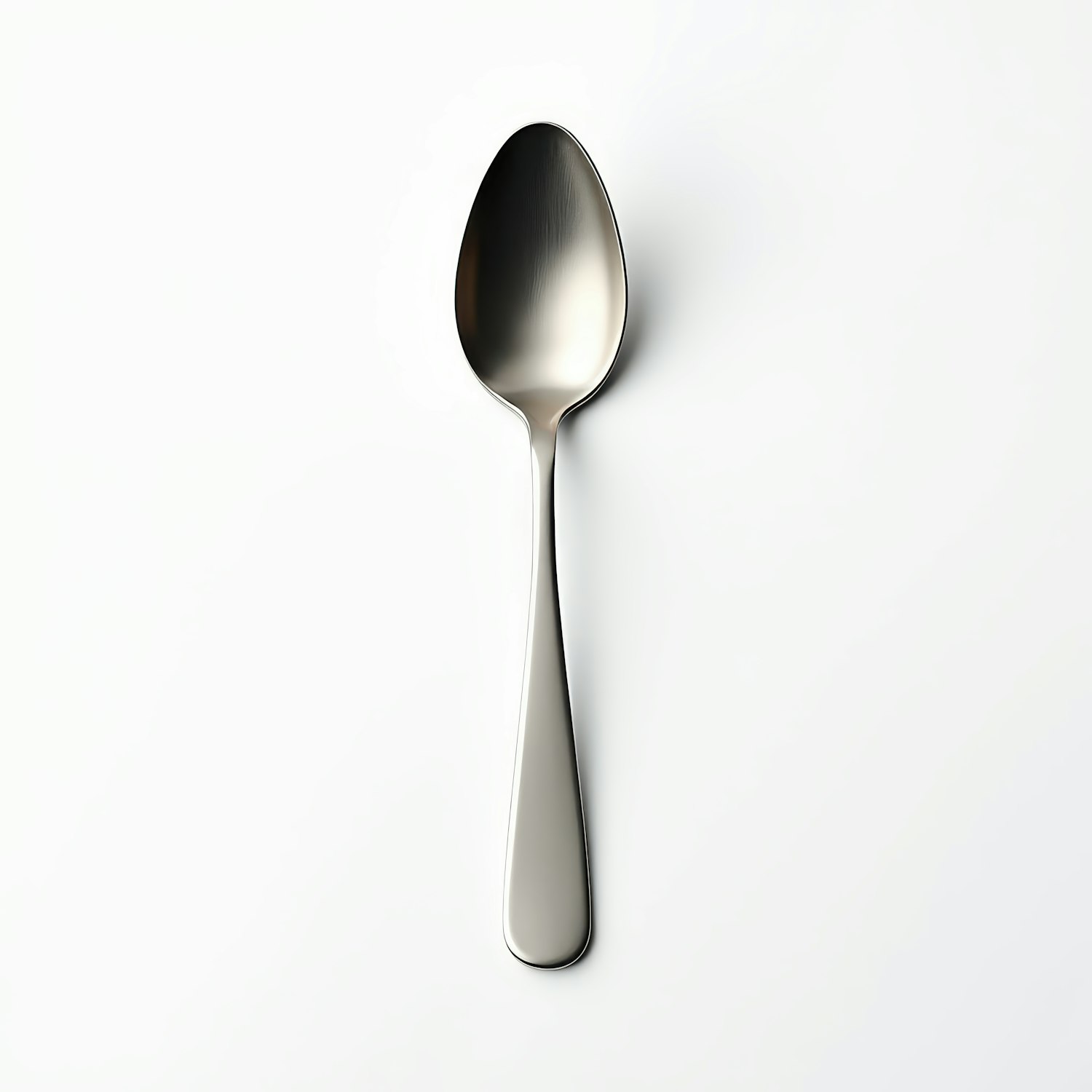 Shiny Metal Spoon on White Background