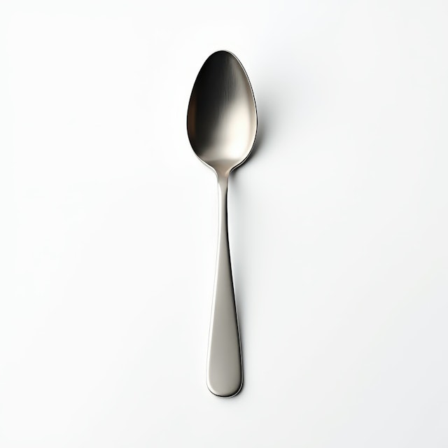 Shiny Metal Spoon on White Background