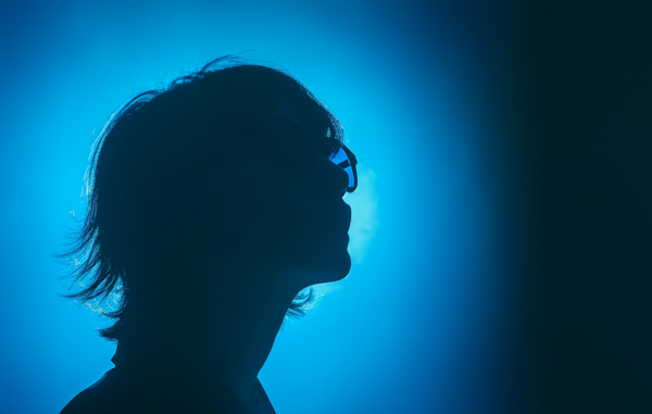 Contemplative Silhouette with Glasses