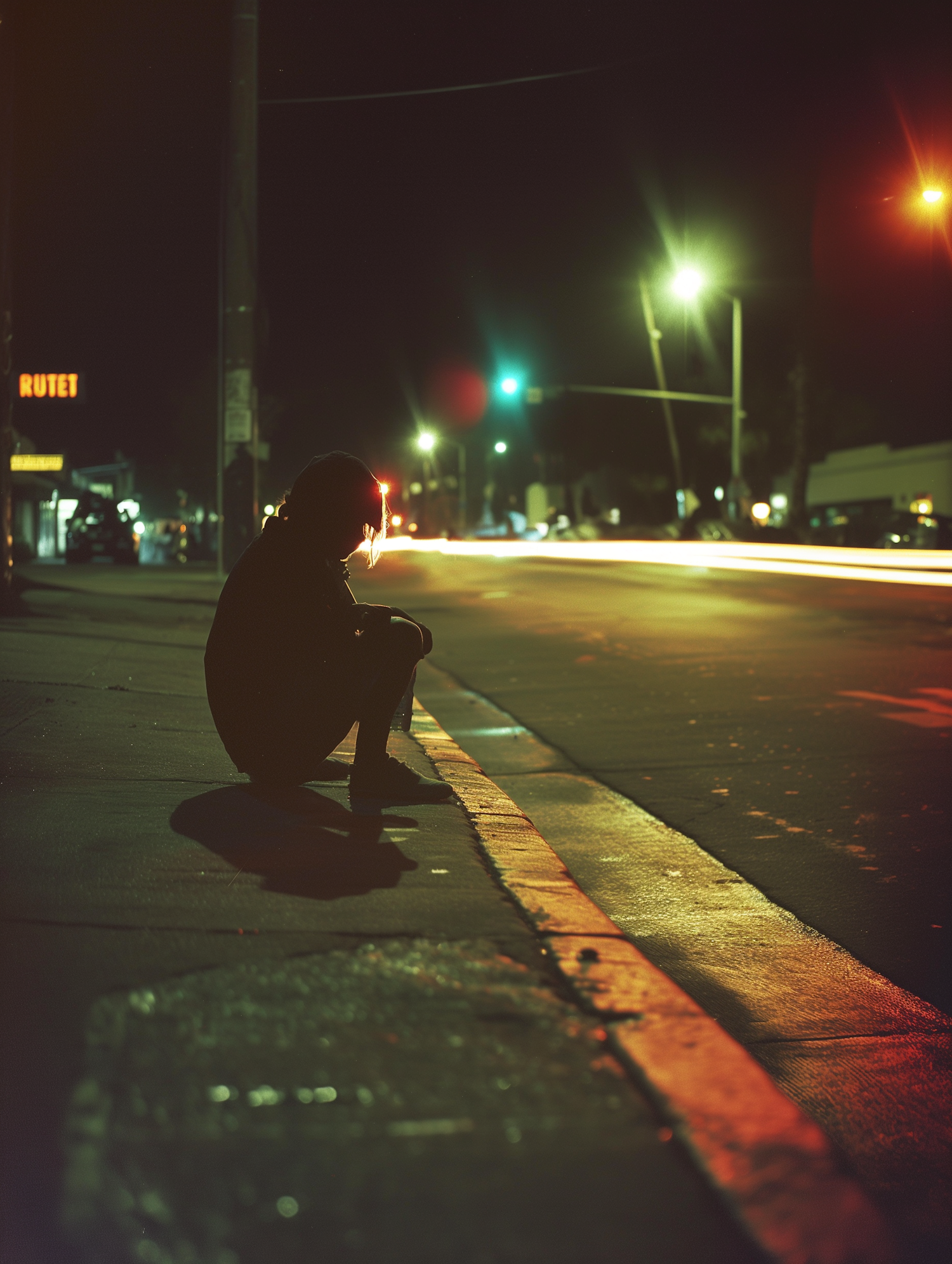 Contemplation Amidst the City Lights