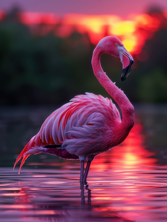 Flamingo at Sunset