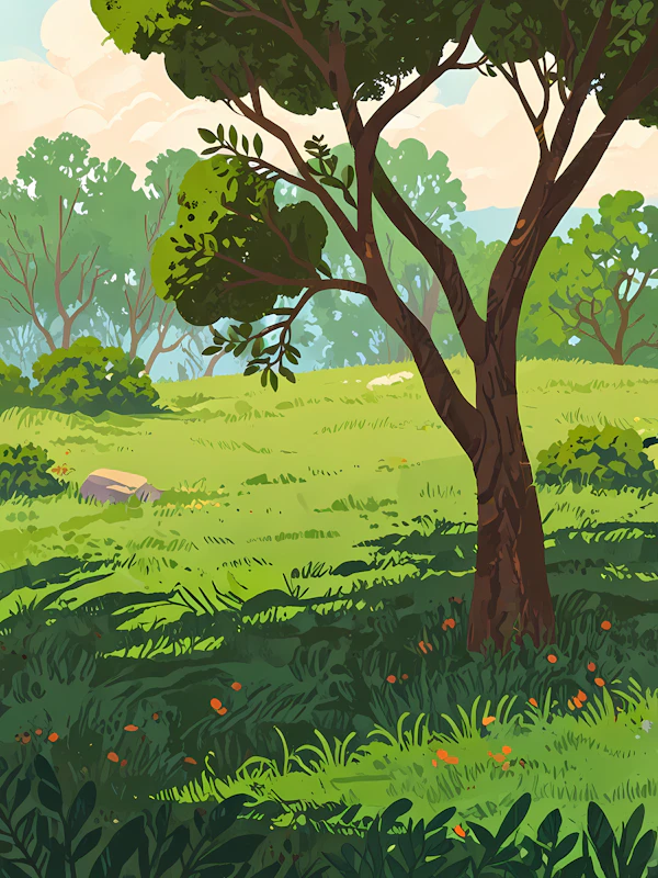 Serene Landscape with Tree