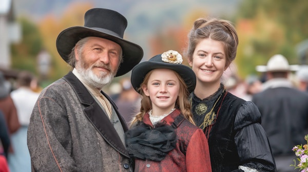 Vintage Dressed Family at Historical Event