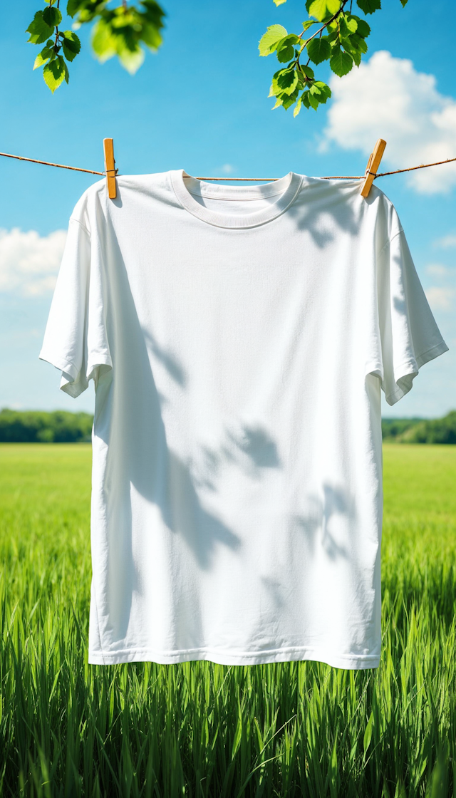 White T-shirt on Clothesline