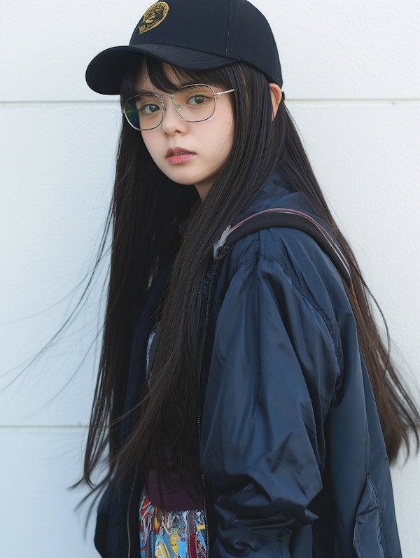 Young Woman with Casual Attire and Glasses