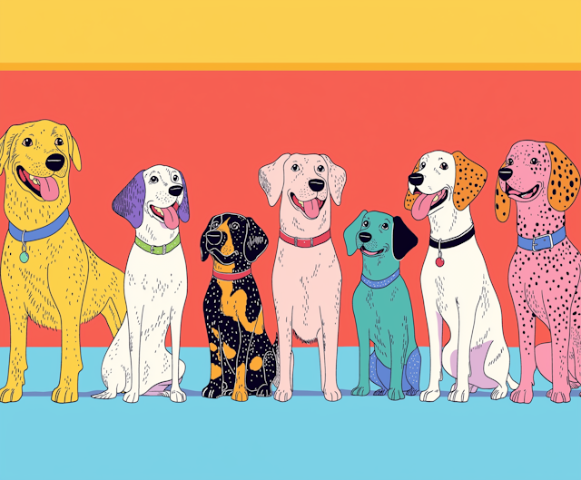 Stylized Cartoon Dogs Line-up