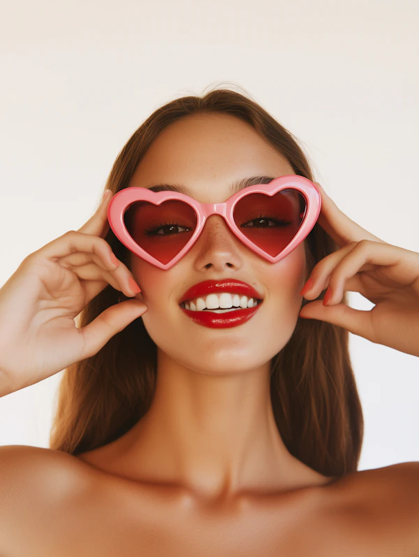 Woman with Heart-Shaped Sunglasses