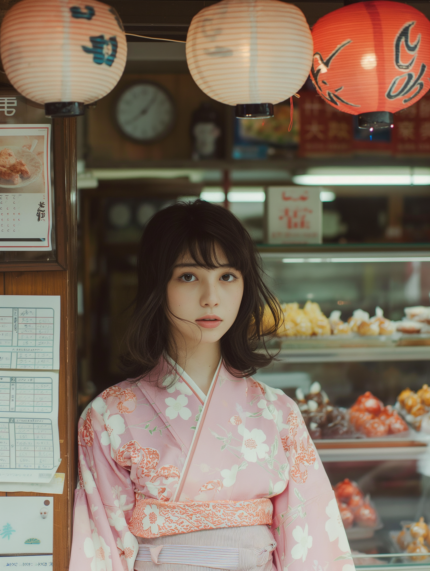 Thoughtful Woman in Traditional Kimono