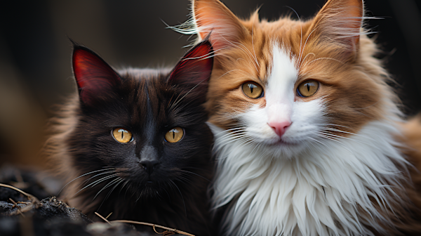 Contrasting Companions: Serenity in Black, Brown, and Ginger