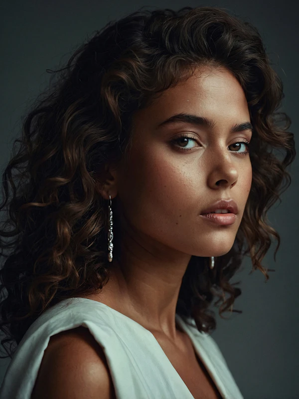 Portrait of a Woman with Curly Hair