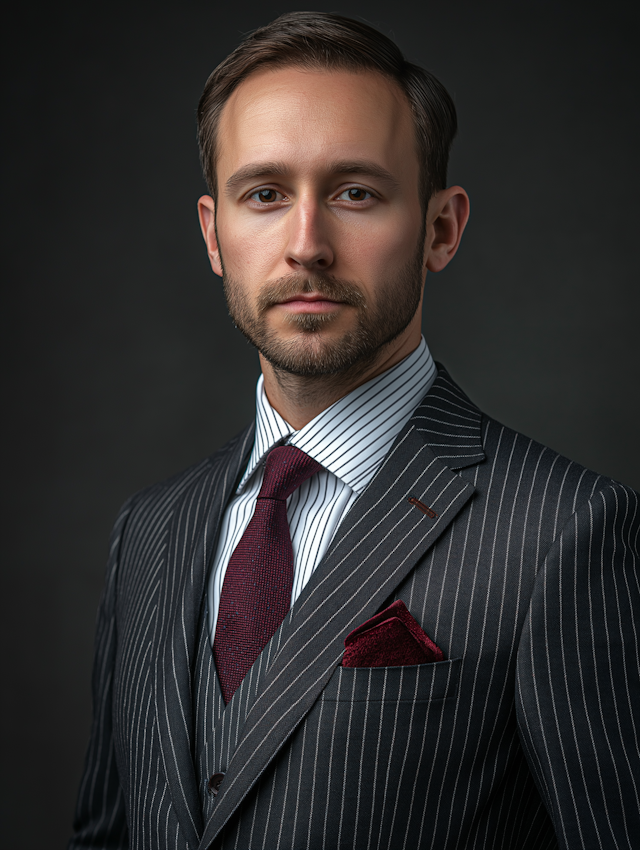 Man in Pinstripe Suit