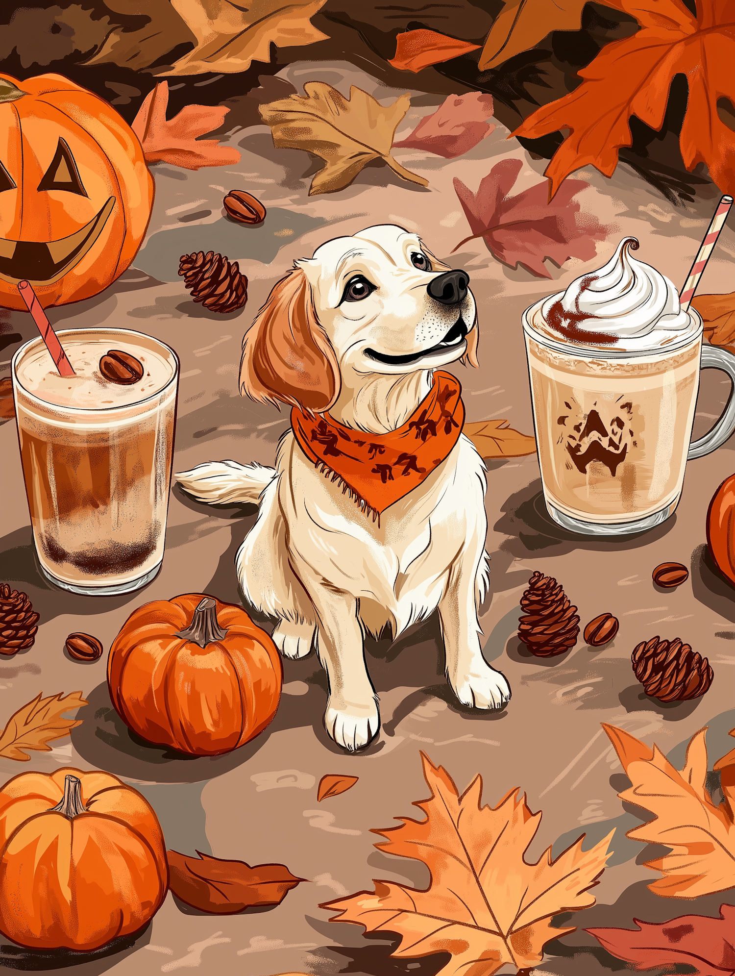 Cheerful Dog in Autumn Setting