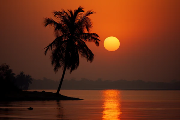 Tranquil Sunset Silhouette