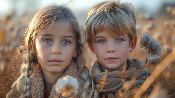 Serene Children in Autumn Light