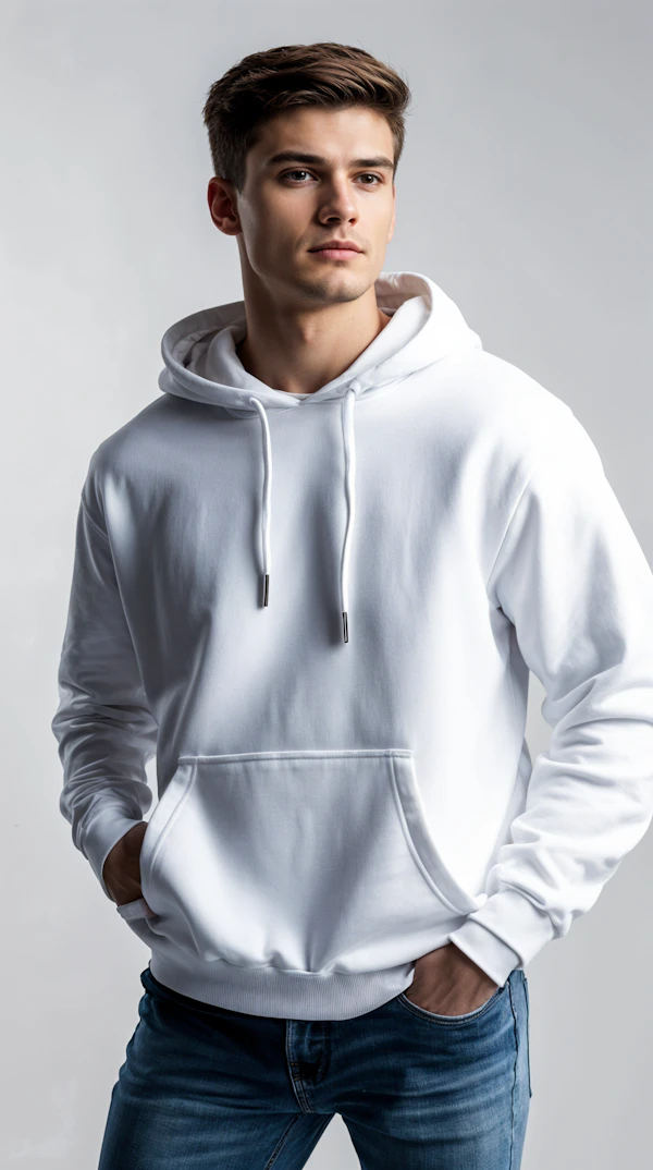 Young Man in White Hoodie