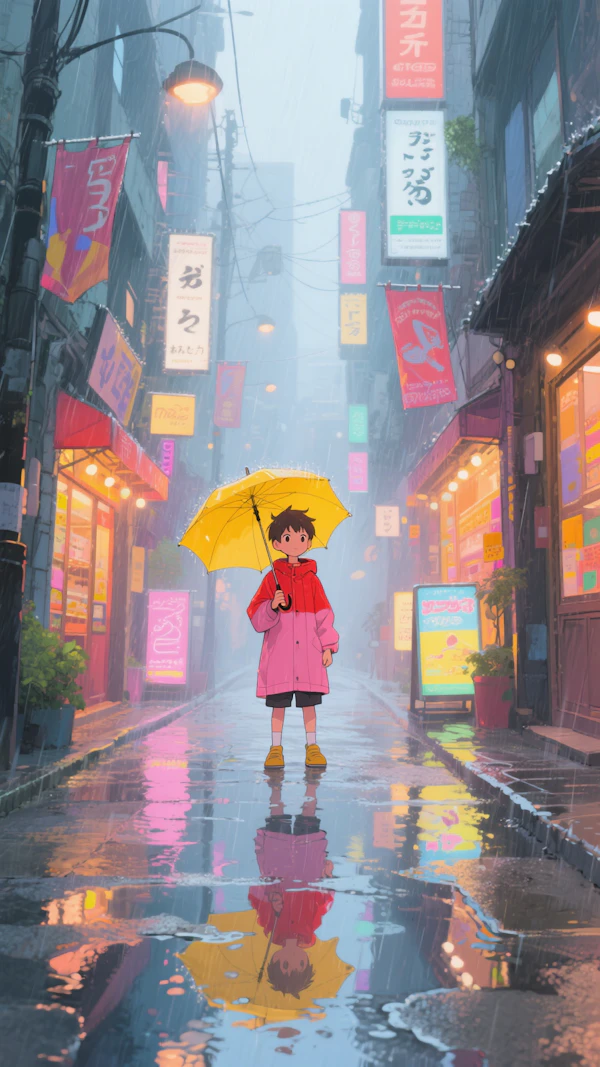 Anime Rainy Street Scene