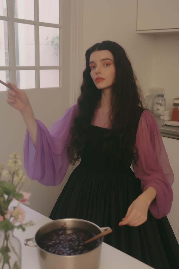 Woman Cooking in Kitchen