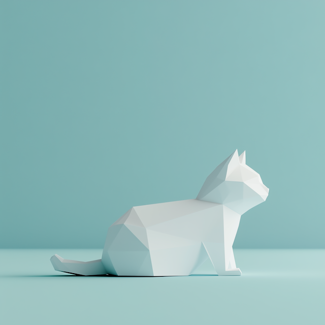 Low-Poly White Cat