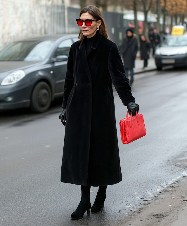 Woman Walking on City Street