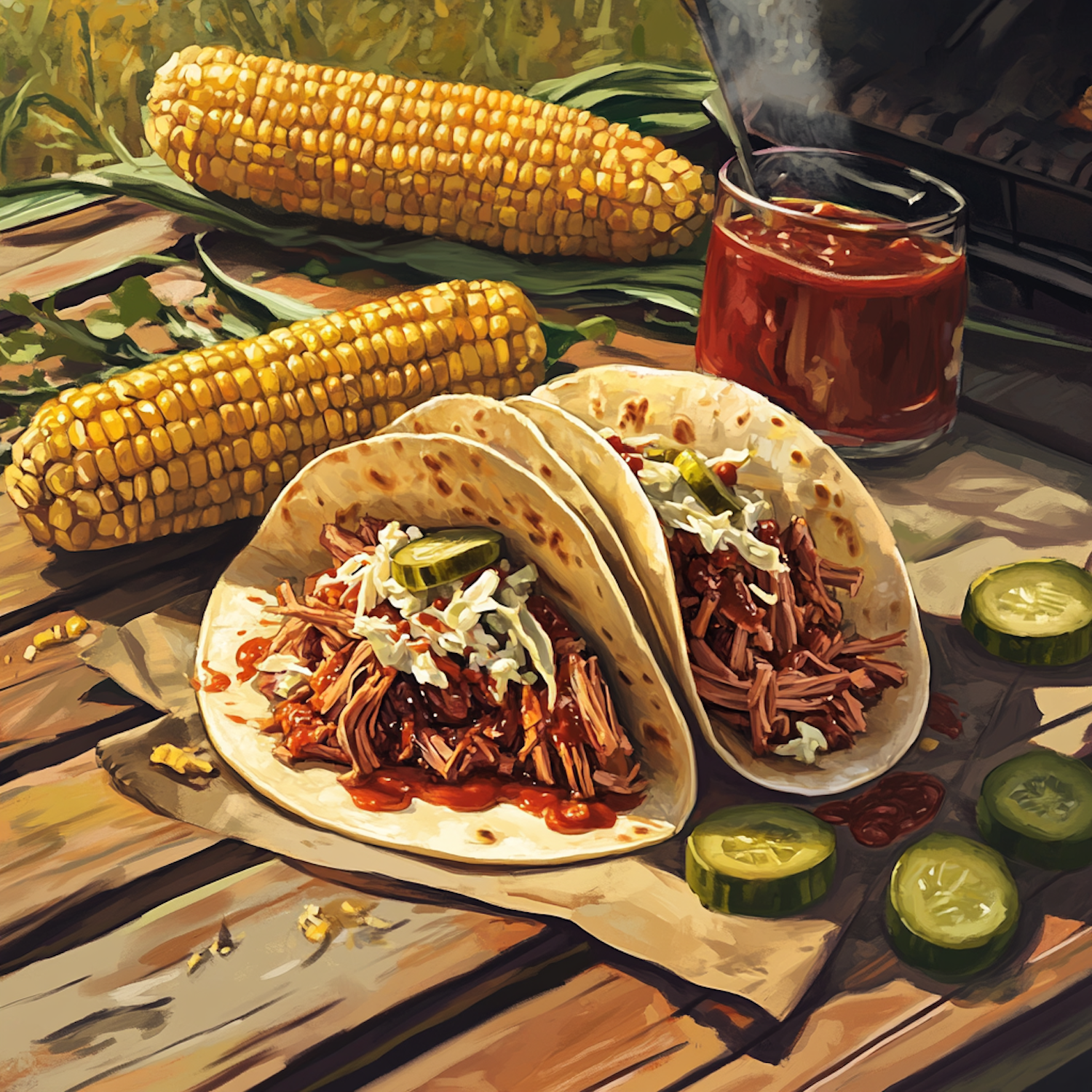 Outdoor Pulled Pork Tacos Meal