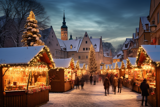 Twilight Magic at the Snowy Christmas Market