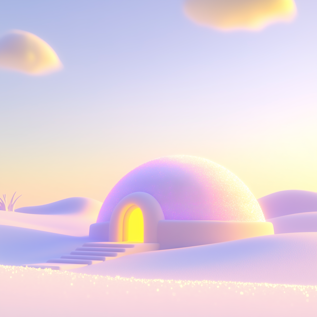 Whimsical Snowy Landscape with Igloo Entrance