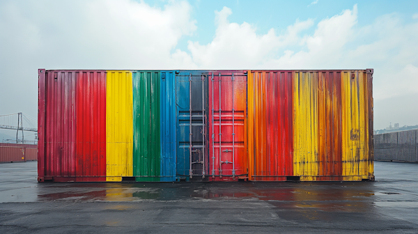 Colorful Shipping Container Under Grey Sky