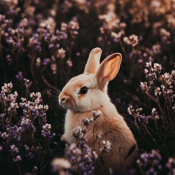 Rabbit in Lavender Field