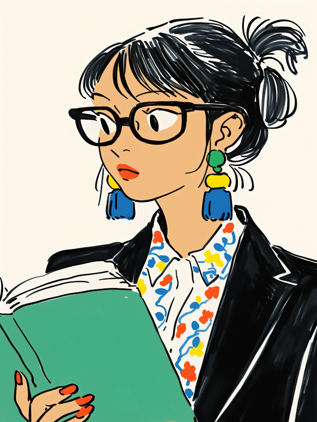 Woman Reading Book Illustration