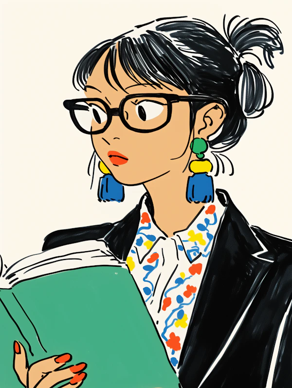 Woman Reading Book Illustration