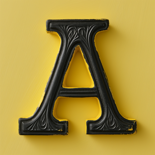 Artistic Letter 'A' on Yellow Background