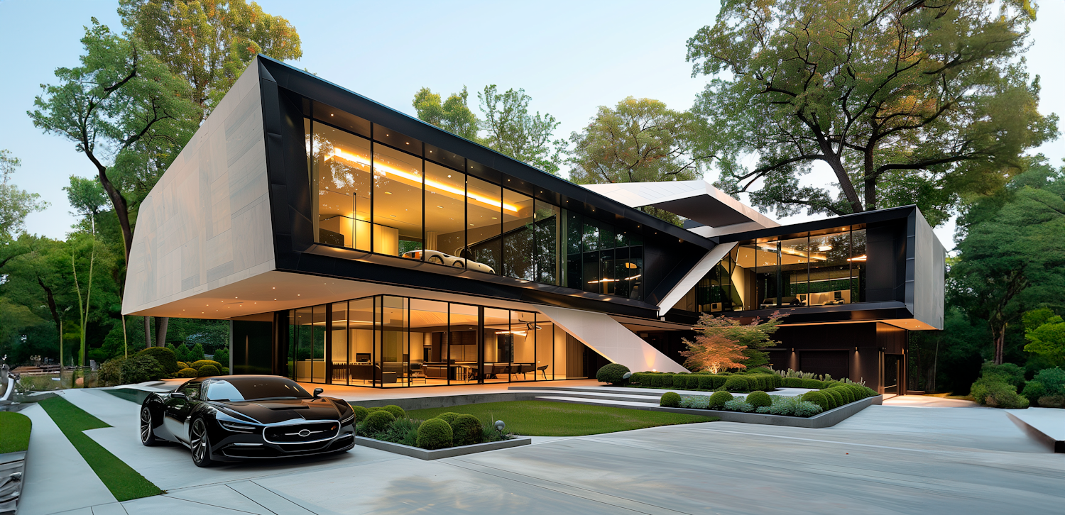 Modern Architecture and Luxury Car