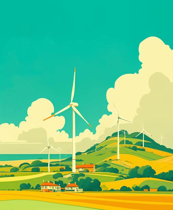 Wind Turbines in Rolling Hills