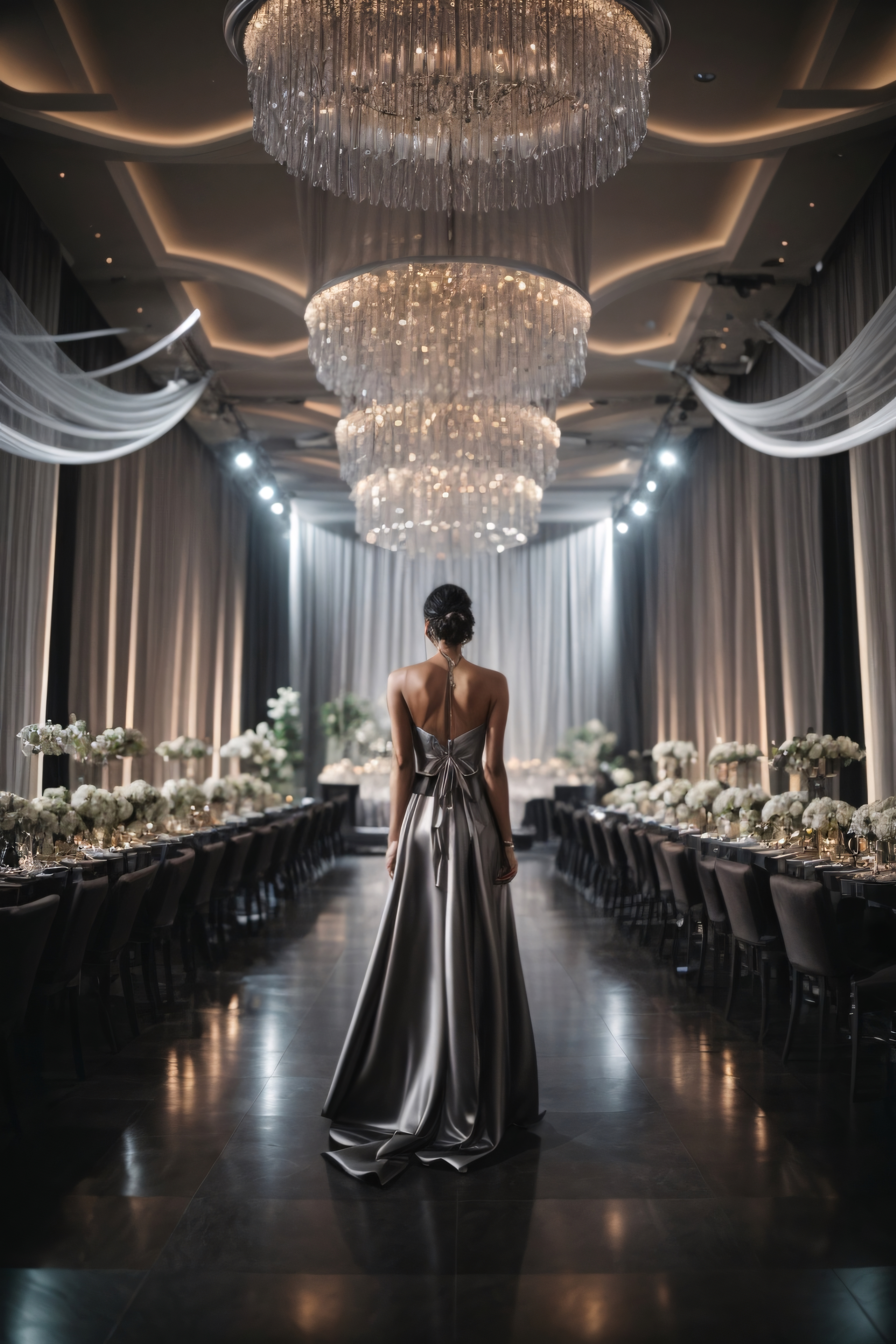 Elegant Woman in Luxurious Hall