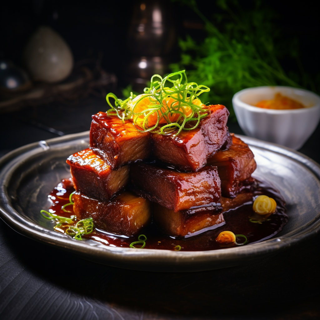 Lummi Photo - Caramelized Braised Pork Belly With Garnishes