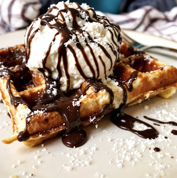 Waffle Dessert Close-Up