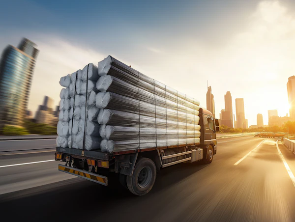 Truck on Highway at Sunset