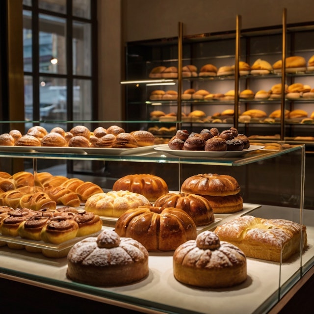 Bakery Display with Freshly Baked Goods