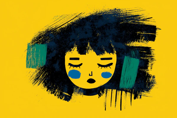Stylized Female Face in Minimalist Art
