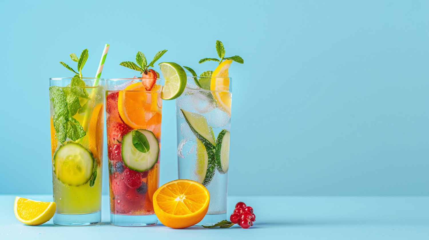 Colorful Fruit-Infused Water