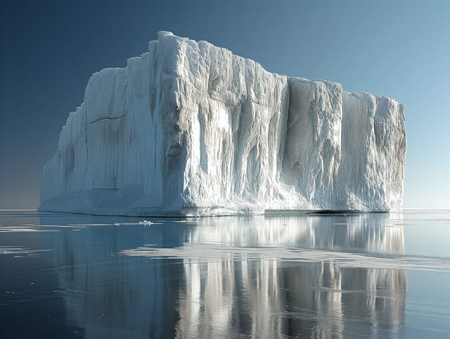 Majestic Tabular Iceberg with Serene Reflection