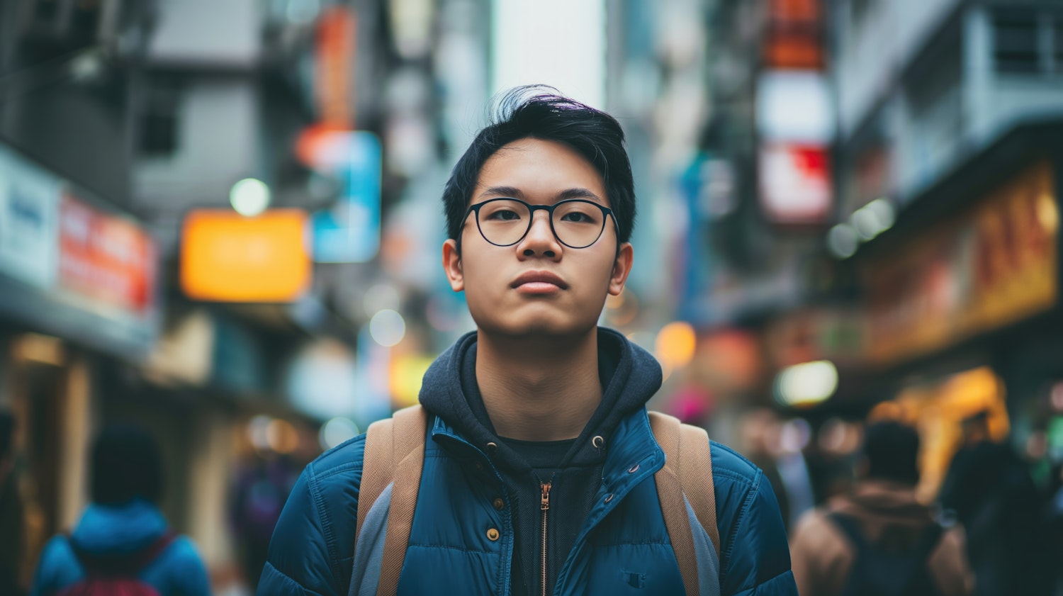 Young Person in Busy Urban Street