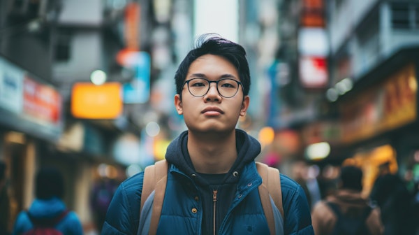 Young Person in Busy Urban Street