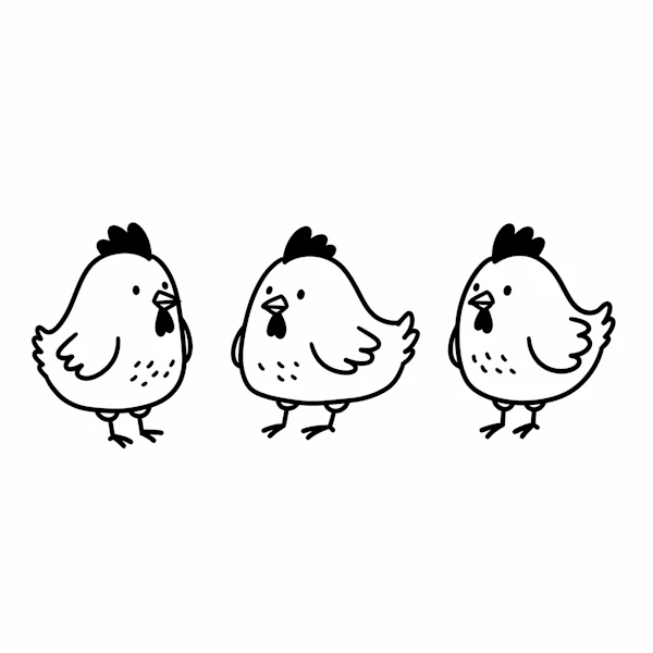Cartoon Chickens Trio