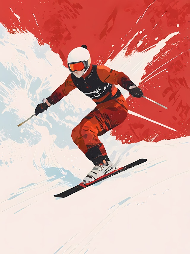 Energetic Skier Action