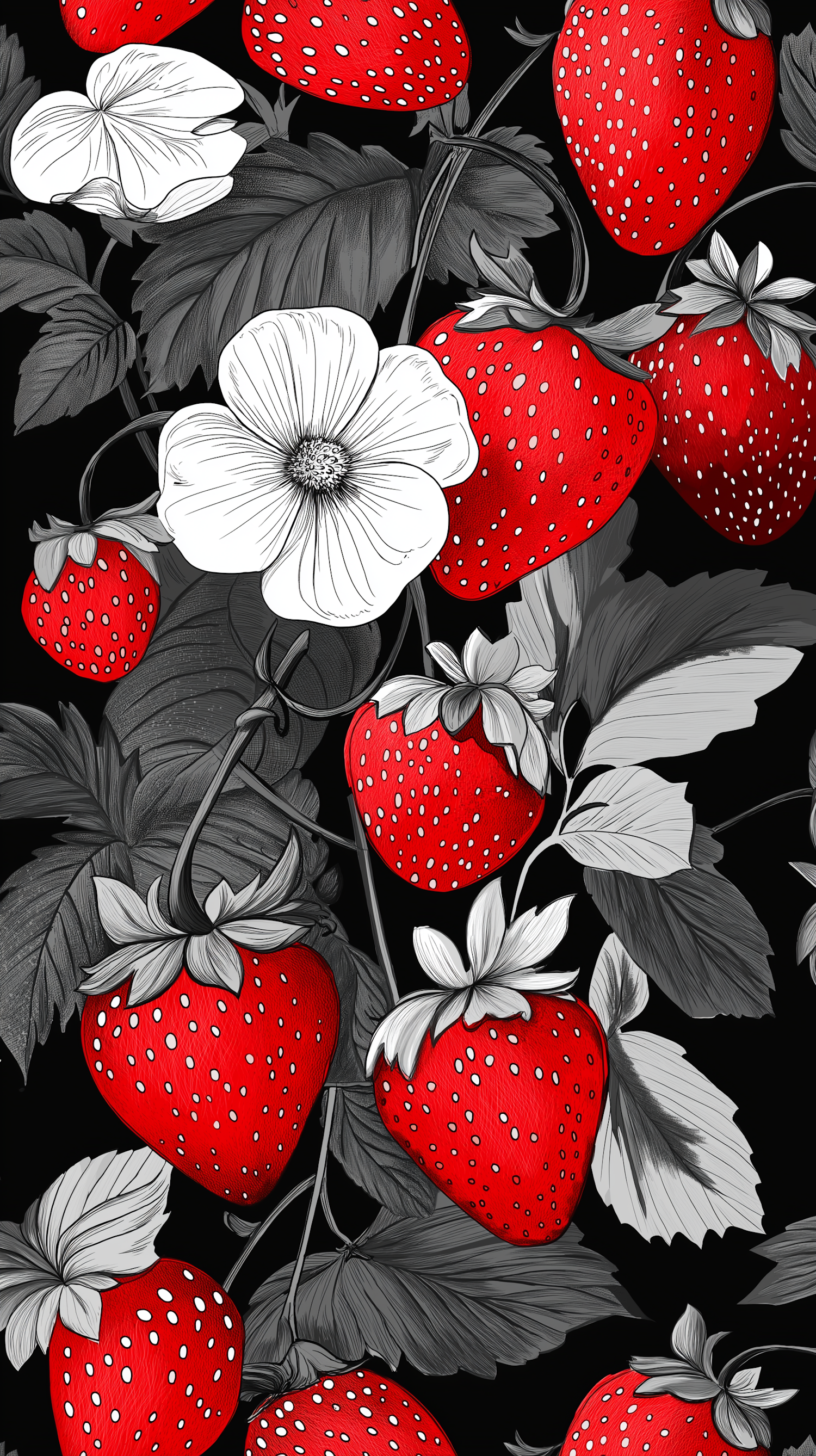 Vibrant Strawberries on Monochrome Background